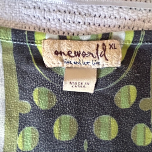 Y2K One World Women’s XL baby doll Patterned short Sleeve Tunic top Layering 90 - Picture 6 of 9